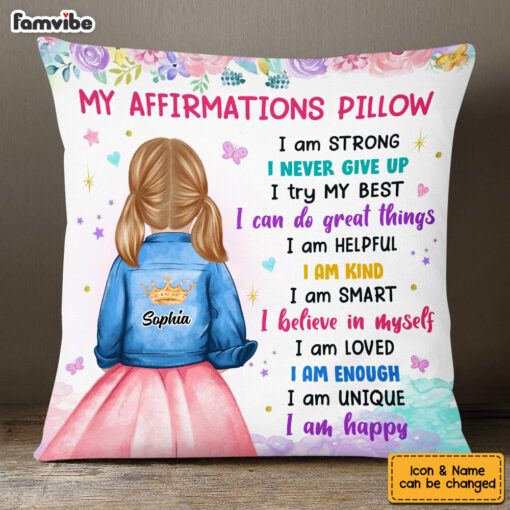 Personalized Granddaughter Kid Positive Affirmations Pillow