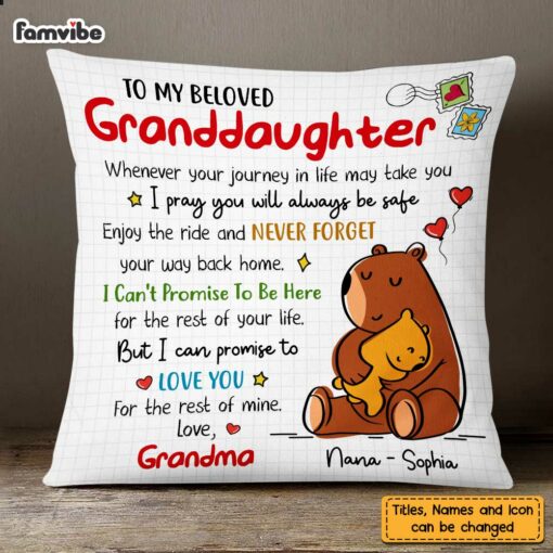 Personalized Granddaughter Love Drawing Pillow