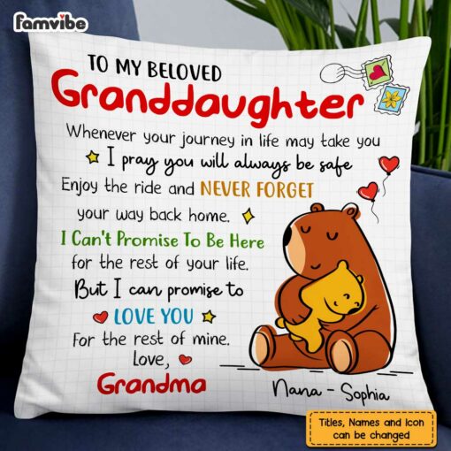 Personalized Granddaughter Love Drawing Pillow