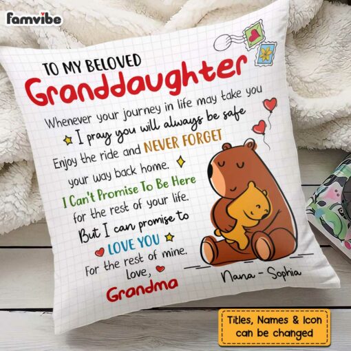 Personalized Granddaughter Love Drawing Pillow