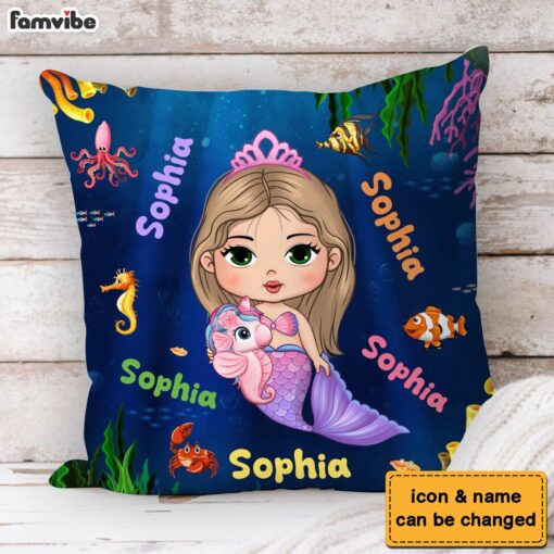 Personalized Granddaughter Mermaid Custom Name Pillow