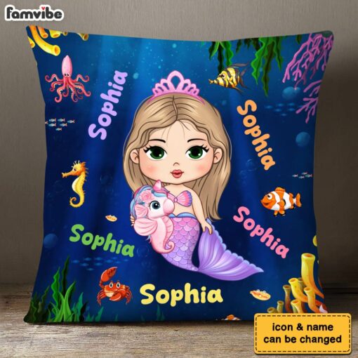 Personalized Granddaughter Mermaid Custom Name Pillow