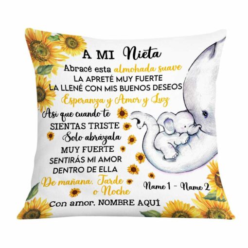 Personalized Granddaughter Nieta Spanish Elephant Pillow