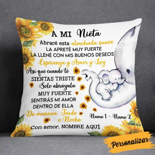 Personalized Granddaughter Nieta Spanish Elephant Pillow