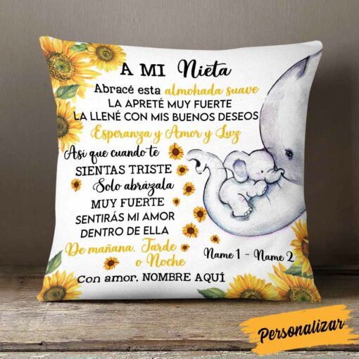 Personalized Granddaughter Nieta Spanish Elephant Pillow