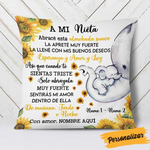 Personalized Granddaughter Nieta Spanish Elephant Pillow