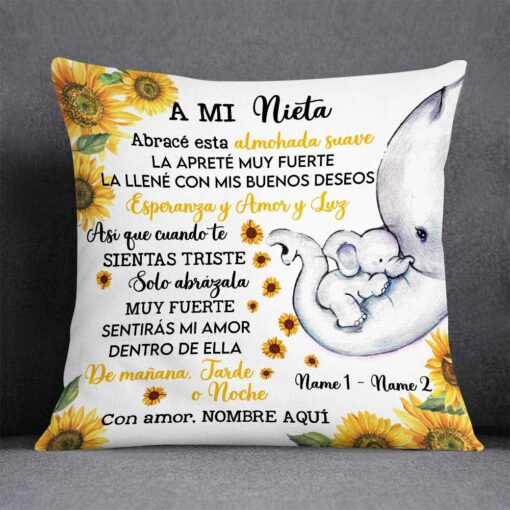 Personalized Granddaughter Nieta Spanish Elephant Pillow