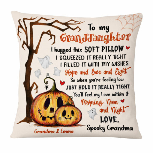 Personalized Granddaughter Pumpkin Halloween Hug This Pillow