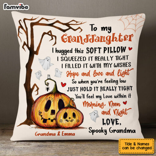 Personalized Granddaughter Pumpkin Halloween Hug This Pillow