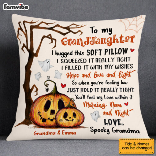 Personalized Granddaughter Pumpkin Halloween Hug This Pillow