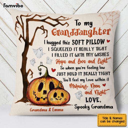 Personalized Granddaughter Pumpkin Halloween Hug This Pillow