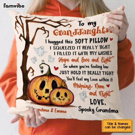 Personalized Granddaughter Pumpkin Halloween Hug This Pillow