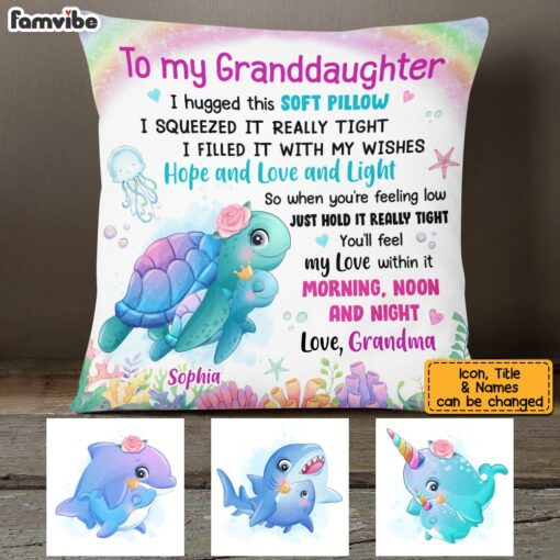 Personalized Granddaughter Sea Animals Hug This Pillow