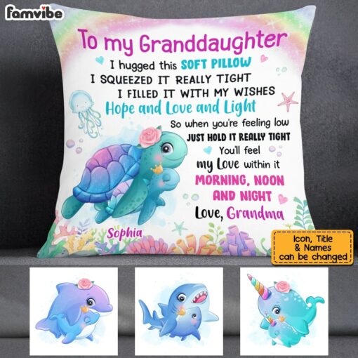 Personalized Granddaughter Sea Animals Hug This Pillow