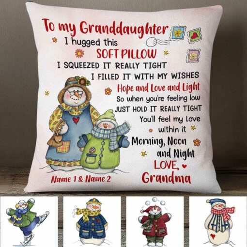 Personalized Granddaughter Snowman Pillow