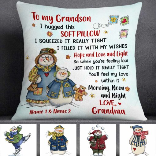 Personalized Granddaughter Snowman Pillow