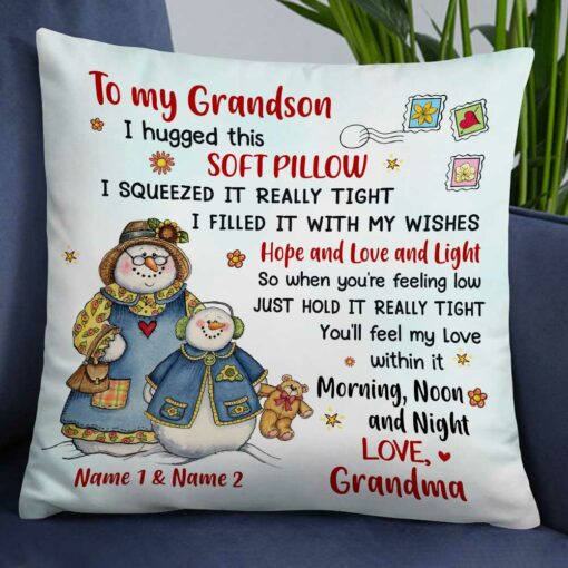 Personalized Granddaughter Snowman Pillow