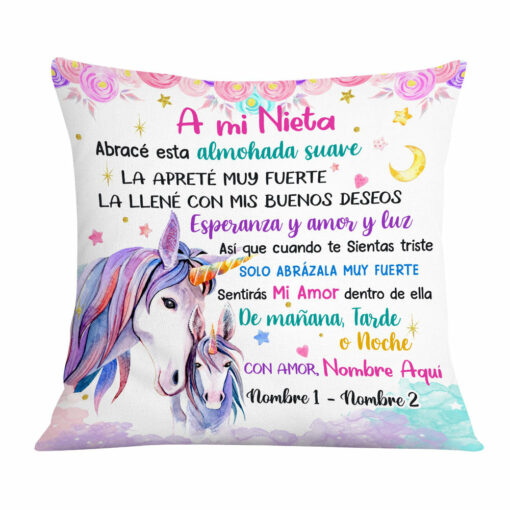 Personalized Granddaughter Spanish Unicorn Pillow