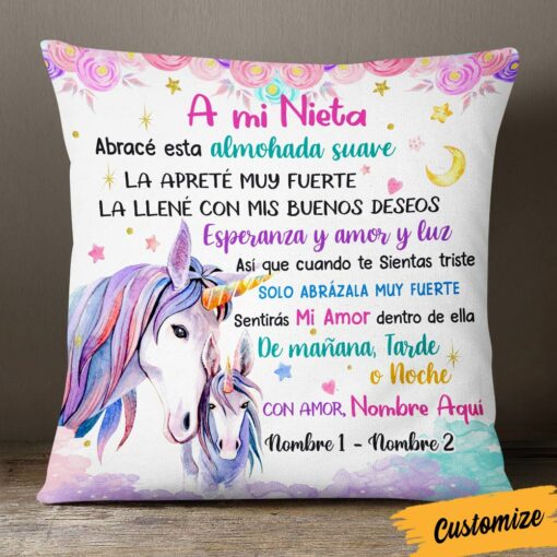 Personalized Granddaughter Spanish Unicorn Pillow