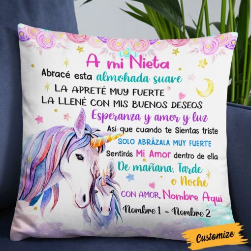 Personalized Granddaughter Spanish Unicorn Pillow