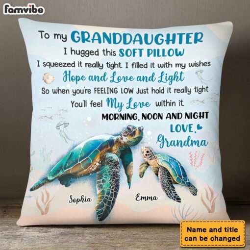 Personalized Granddaughter Turtle Hug This Pillow