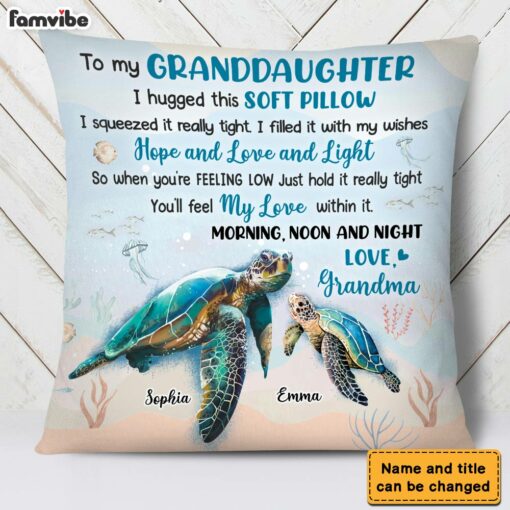 Personalized Granddaughter Turtle Hug This Pillow