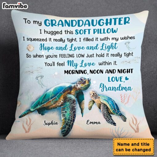 Personalized Granddaughter Turtle Hug This Pillow