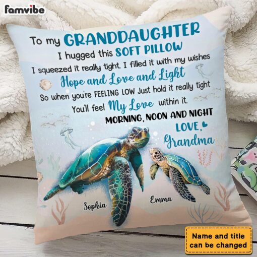 Personalized Granddaughter Turtle Hug This Pillow