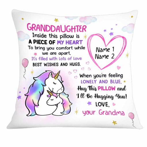 Personalized Granddaughter Unicorn Drawing Pillow