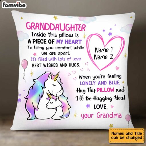 Personalized Granddaughter Unicorn Drawing Pillow