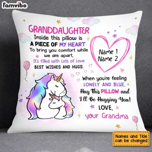 Personalized Granddaughter Unicorn Drawing Pillow