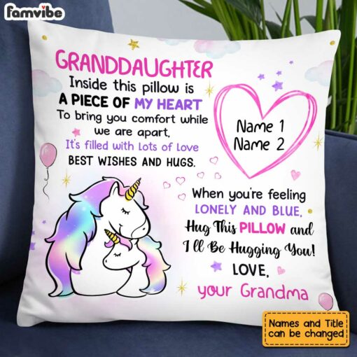 Personalized Granddaughter Unicorn Drawing Pillow