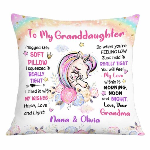 Personalized Granddaughter Unicorn Hug This Pillow