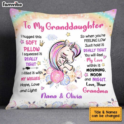 Personalized Granddaughter Unicorn Hug This Pillow