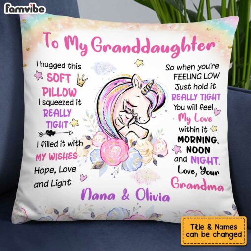 Personalized Granddaughter Unicorn Hug This Pillow