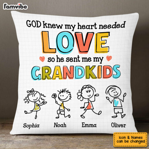 Personalized Grandkid Love Drawing Pillow