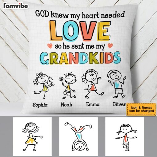 Personalized Grandkid Love Drawing Pillow