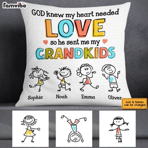 Personalized Grandkid Love Drawing Pillow