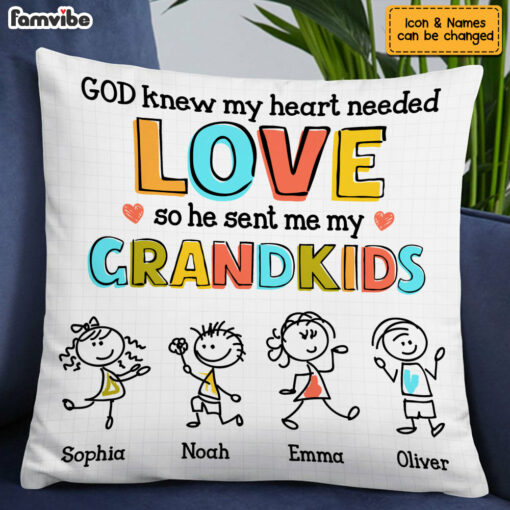 Personalized Grandkid Love Drawing Pillow