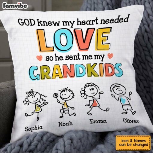 Personalized Grandkid Love Drawing Pillow