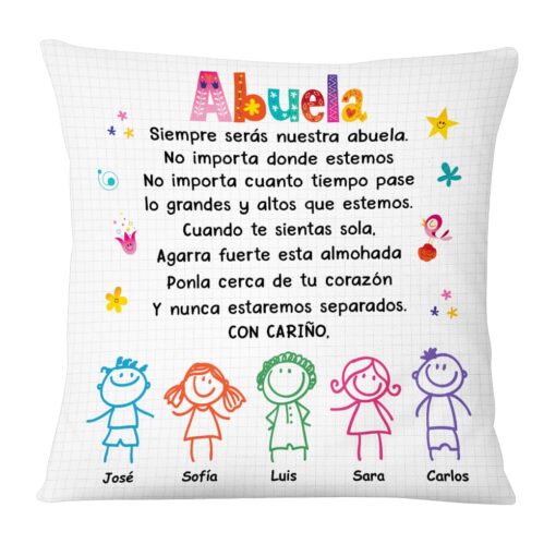 Personalized Grandma Abuela Colorful Drawing Pillow