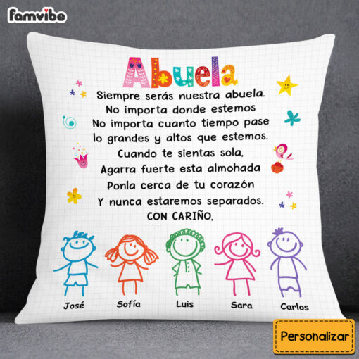 Personalized Grandma Abuela Colorful Drawing Pillow