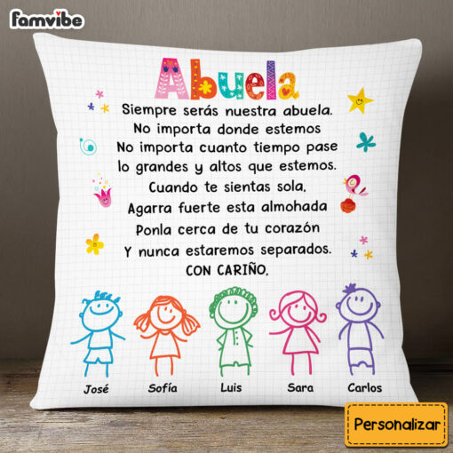 Personalized Grandma Abuela Colorful Drawing Pillow