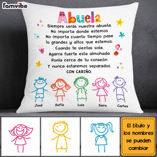 Personalized Grandma Abuela Colorful Drawing Pillow