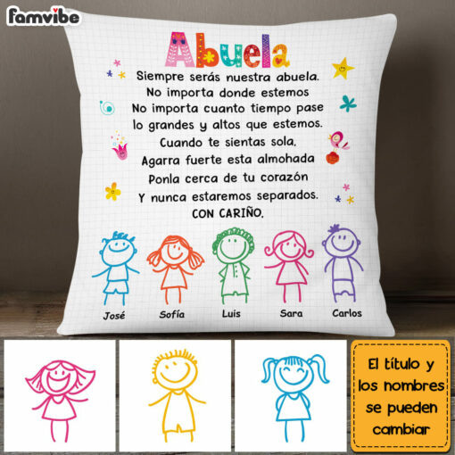 Personalized Grandma Abuela Colorful Drawing Pillow