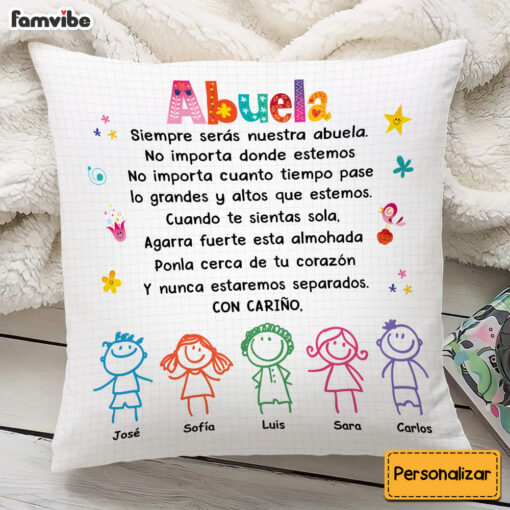 Personalized Grandma Abuela Colorful Drawing Pillow