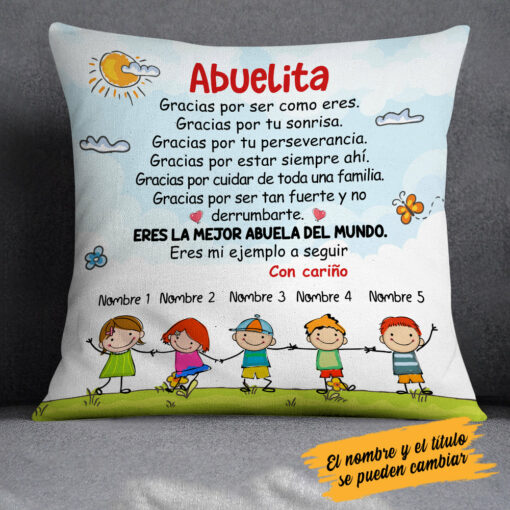 Personalized Grandma Abuela Gracias Spanish Pillow