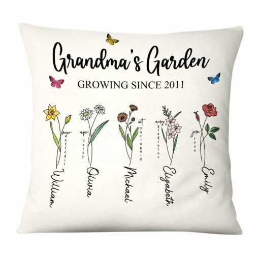 Personalized Grandma Birth Flower Pillow