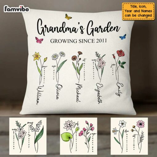 Personalized Grandma Birth Flower Pillow