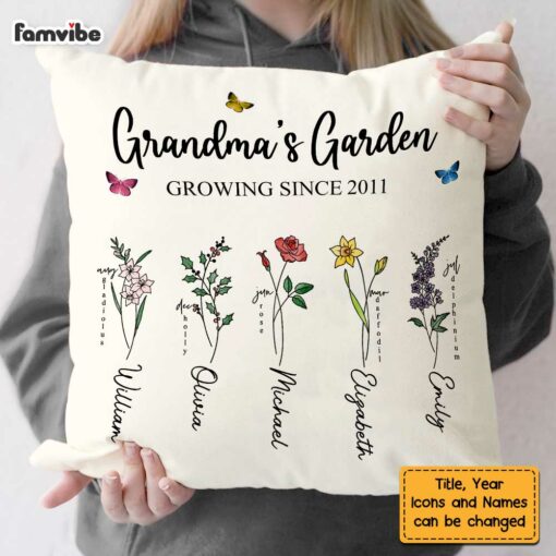 Personalized Grandma Birth Flower Pillow